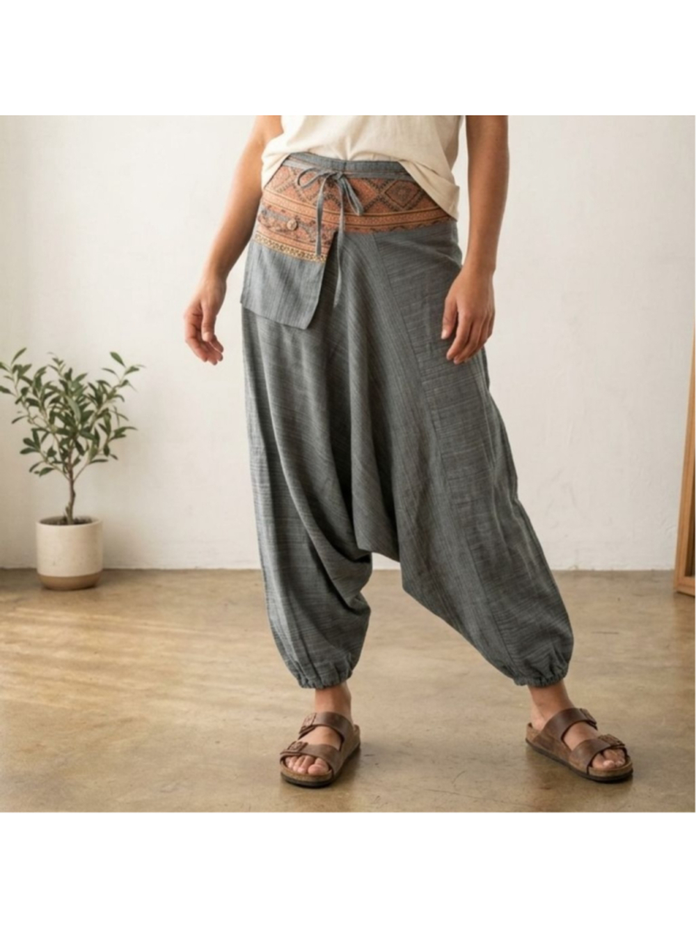 Bohemian Harem Pants | Tribal Pattern Waist Trousers Aladdin Yoga Lagenlook S